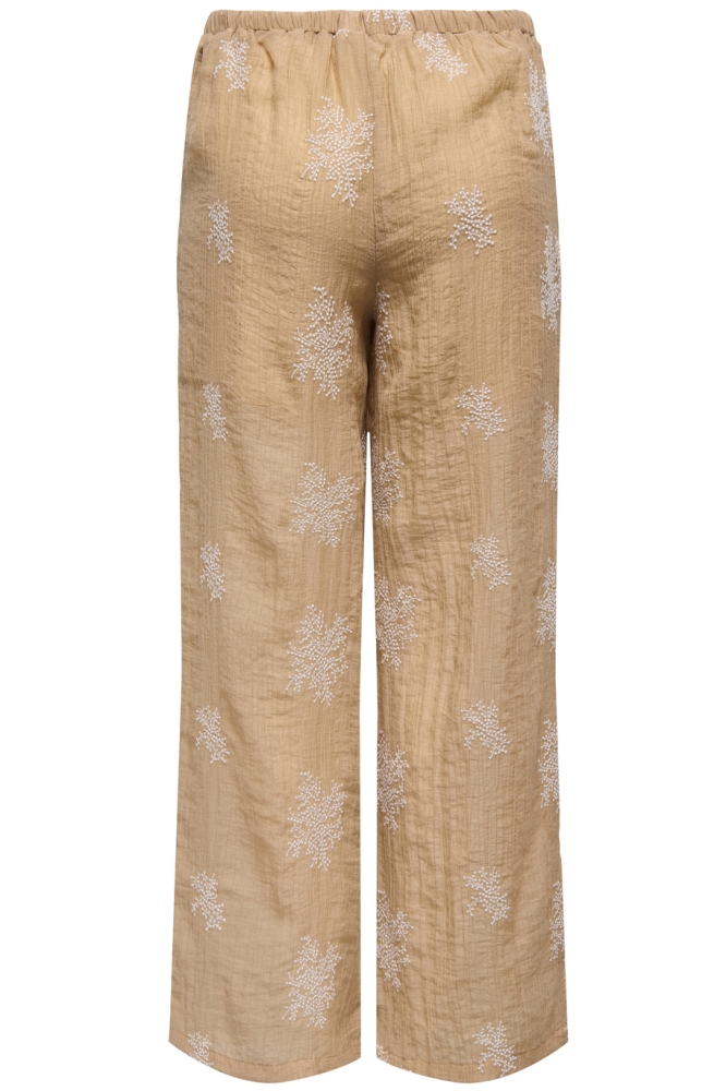 JDYTHEO HW WIDE EMBROIDERY PANT WVN 15352649 LATTE/FLOWER EMB